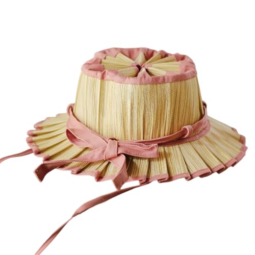Foldable Straw Sun Hat for Kids - Wide Brim Beach Hat with Adjustable Chin Strap, Lightweight Summer Sun Hat for Boys & Girls