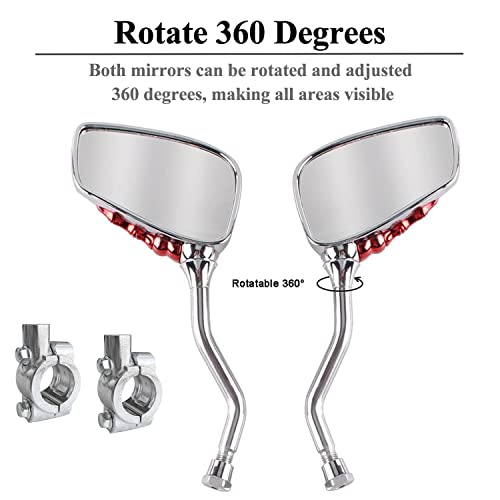 Pairs Of Distinctive Skull Skeleton Hand Bike Mirror, Bicycle Mirrors For Handlebars With Mount Holder Clamp Adaptor 10Mm For Scooter Moped Bike Standard Bike Motorcycle (Red) #TOP4