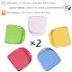 [Set 5 st.] Prothesenbürste + Zahnspangendosen mit Kordel band, Karabiner für Kinder | Zanspangenbox mit Luftlöchern | Set Zahnersatzbürste + Zahnprothesen Behälter für Unterwegs (Blau + Weiß)