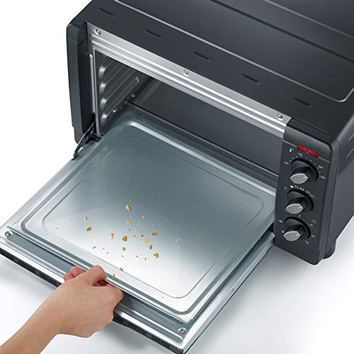 SEVERIN Back- und Toastofen, Mini Backofen mit Grillrost, Backblech und Krümelblech, vielseitiger Ofen mit 20 L Kapazität, 1.500 W, schwarz, TO 2067 5