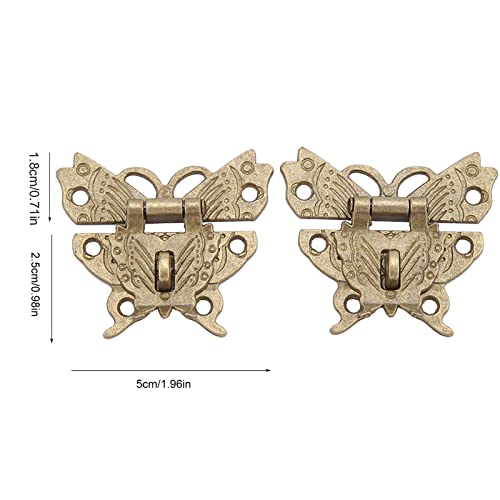 Image of Wooden Jewelry Box,Antique Retro Vintage Butterfly Shaped Decorative Hasp Pad Lock Metal Padlock for Cabinet Furniture Wooden Box
