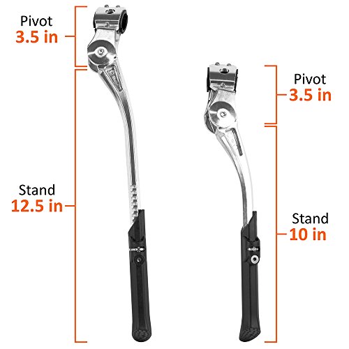 Image of BV Rear Bike Stand for 24 inch-28 inch Bikes - Adjustable Bike Kickstand for Adult Bike with 8 Height Levels, Non-Slip Foot & Clamp Grip - Weather-Resistant Aluminum Alloy Bicycle Stand for Road, Mountain BMX
