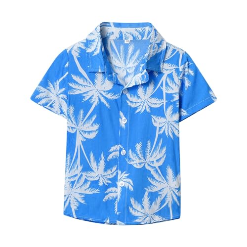 Shirts for Boys Boys Hawaiian Shirts Short Sleeve Cotton Summer Beach Button Down Casual Shirts for Kids Tropical Shirt