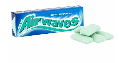 Wrigley's Airwaves - Goma de mascar mentol y eucalipto (5 paquetes) ayuda a mantener los dientes limpios y la boca fresca