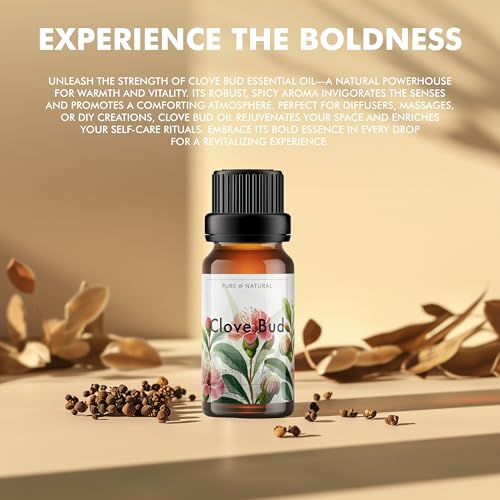 Image of Esslux Clove Essential Oil for Oral Care | 100% Natural Clove Oil for Teeth & Gums | Ideal for Hair, Skin, and Soap Making | Warm, Spicy Scent for DIY Projects, 90 ML