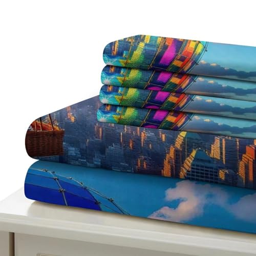Housse de couette montgolfière 3D 260x220cm en microfibre douce avec taies - 6