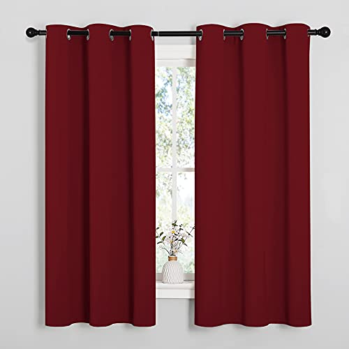 Image of NICETOWN Holiday Christmas Decor Thermal Insulated Solid Grommet Blackout Curtains /Drapes for Living Room (1 Pair, 42 by 63 inches, Burgundy Red)