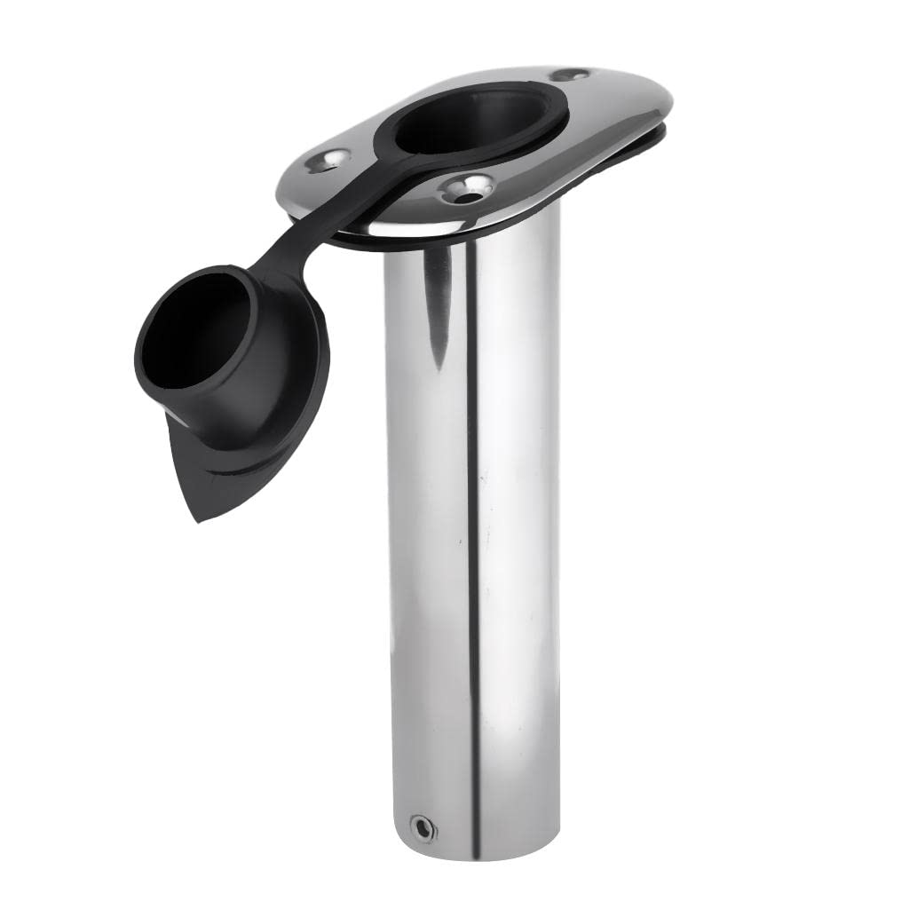 NeaxgeandX Stainless Steel Boat Fishing Rod Holder Flush Mount Pole Stand 15 Degree, Silver, 15 degrees