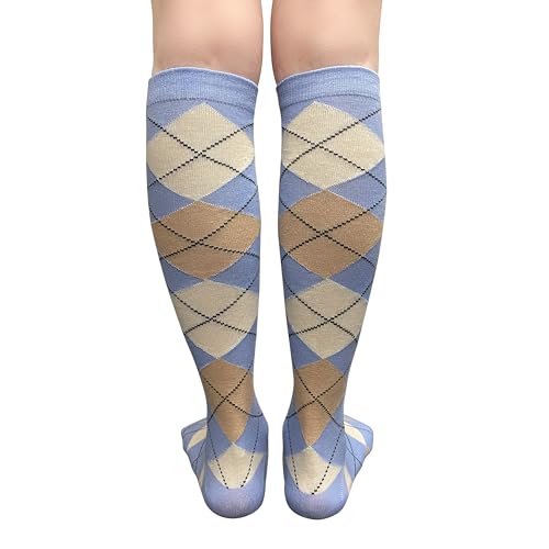 Image of Couver Women's Argyle Knee High Socks - Soft Acrylic Over the Calf Tube Style Socks for Casual Athletic - One Size