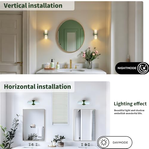 Led bulb wall lights,vintage French wall sconces with white glass shade,colourful metal wall lighting,wall lamp for bedroom,reading,study,bedside,hallway,living room,entryway (Hardwire) (Green) by Zobawlks - Image 9