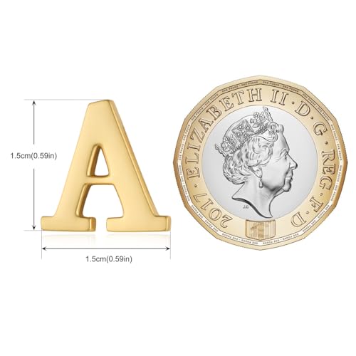 Image of HONEY BEAR Mens Womens Initial Alphabet Letter Lapel Pins Collar Badge Brooches for Business Wedding Graduation Gift Matte Gold 0.59 inches