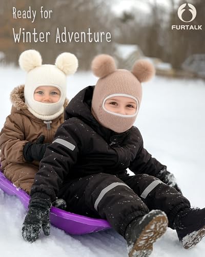 FURTALK Toddler Kids Winter Hat Scarf Set Pom Girls Boys with Fleece Lined Baby Beanie4