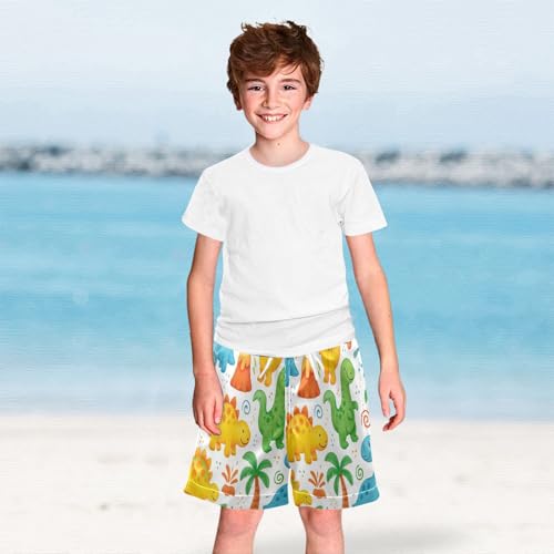 Swim Clothes for Boys, Toddler Boys Swimwear 2t, Cute Cartoon Dinosaurs White2