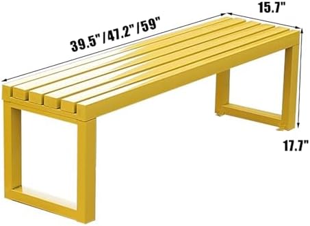 Weatherproof Outdoor Garden Bench, 2-3 Person Backless Seating, Slatted Metal Frame, 880 lbs Capacity, Stylish Pink Patio Bench for Parks & Patios (39.5 inch)