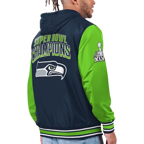 G-Iii Sports Men'S Navy/Neon Green Seattle Seahawks Commemorative Reversible Full-Zip Jacket thumb #1