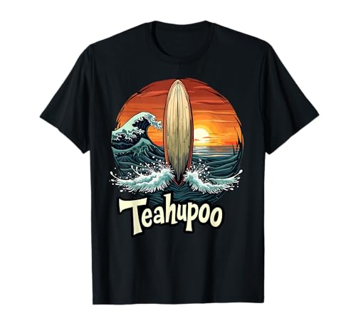 Tahití Surfer Retro Teahupo & Tahití Paraíso Surf Teahupo'o Camiseta