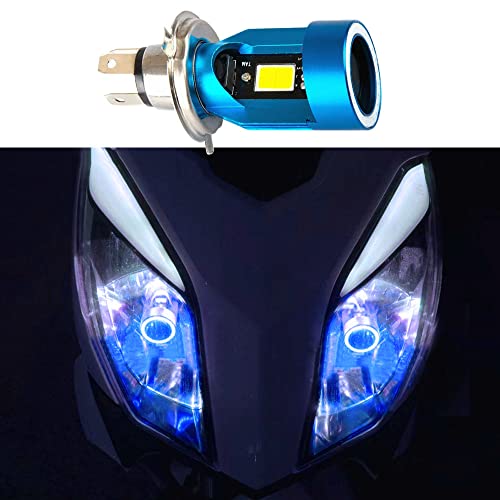 Lámpara LED para motocicleta H4 con ojo azul y luz blanca miniatura 5