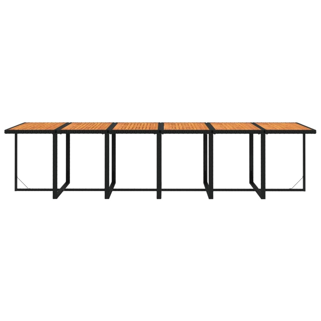 Conjunto de comedor de jardín con cojines de polirratán negro de 13 piezas para jardín, terraza, balcón, modelo sin reposapiés, 95626