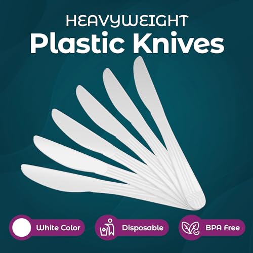 image for Diplastible Plastic Knives Heavy Duty - Disposable Knives Utensils - C
