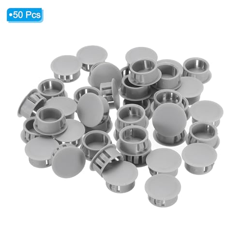 Image of PATIKIL Hole Plugs Plastic, 50 Pcs 19mm(3 /4 inch) Screw Bumper Hole Plug Flush Snap Type Round Hole Cover Caps for Round Holes Cabinet Furniture Kitchen, Grey