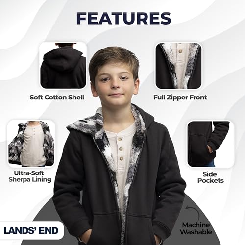 Image of Lands' End Kids Ultra Soft Sherpa Full Zip Hoodie Sweatshirt (XS-L)
