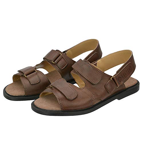 Sandália Masculina Confort Em Couro Chinelo Marrom Selten 43, Marrom