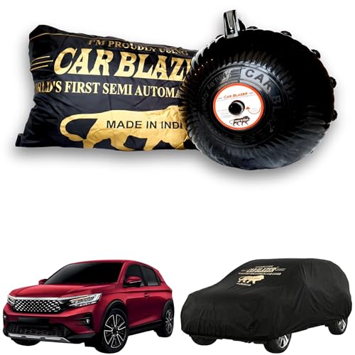 Image of CARBLAZER Portable & Semi-Automatic Full Body Car Covers: Heavy Duty Device| Anti-Theft| Dust & Scratch Proof | Water & Wind Resistant|Custom Fit| Dual-Side Cover, Compatible for Honda WRV