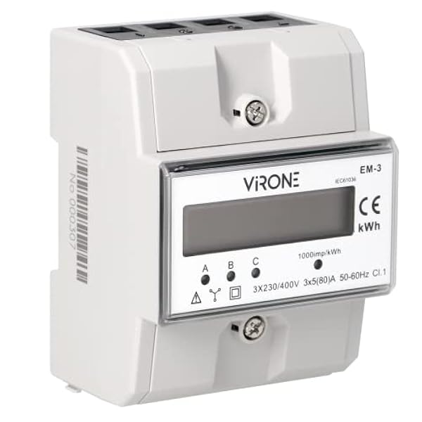 VIRONE EM-3 Digital Växelströmsmätare Trefas Energimätare DIN-skena Th-35 Mm 80 A 4,3 Moduler