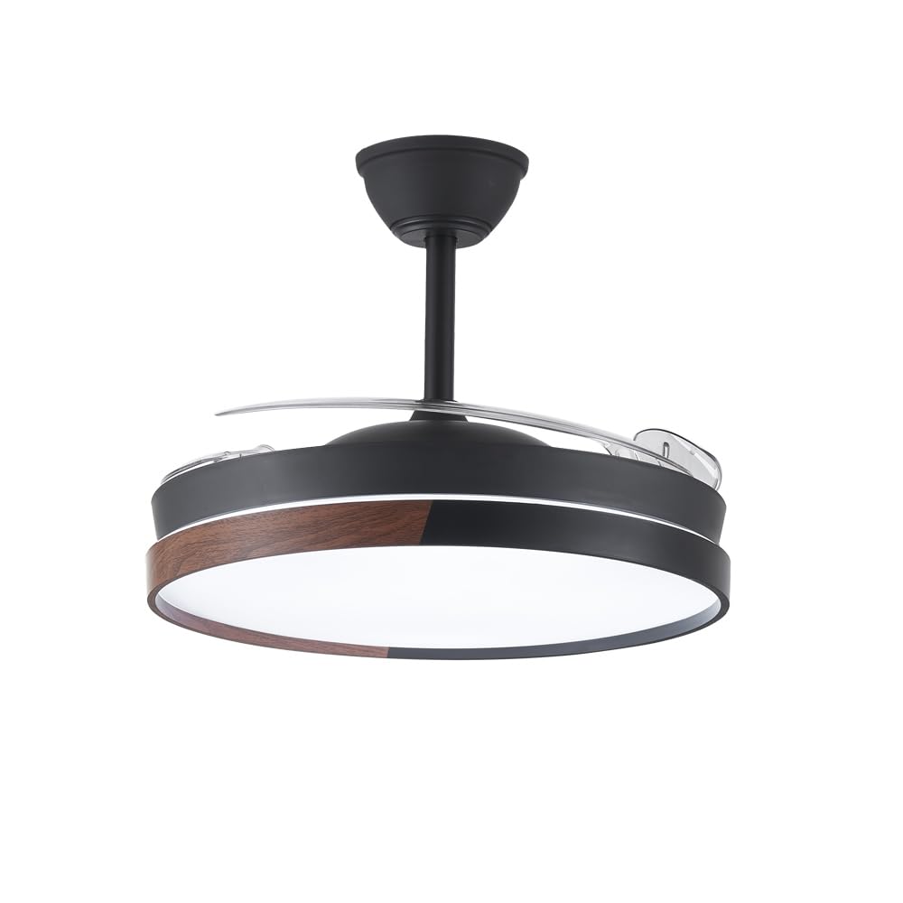 wonderlamp - LED fan folding blades Arpino Black+Wood CCT 3000-4000-6000K, Dimmable 45W, Silent