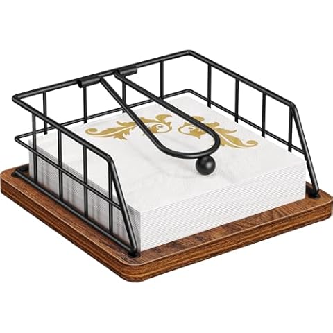 Honiter Napkin Holder for Table, Paper Napkin Holders for Kitchen, Farmhouse Napkin Holders with Weighted Arm, Flat Napkin Dispenser for Countertop, Dining Room, Party Cover