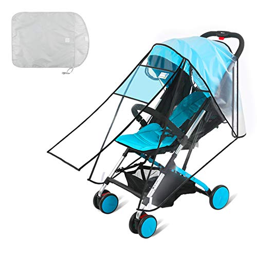 HALOVIE Parapioggia Passeggino Paravento per Passeggino con Finestra Frontale per la Protezione Solare Anti-vento Doppio Cerniera dodato di Custodia Portatile L Trasparente
