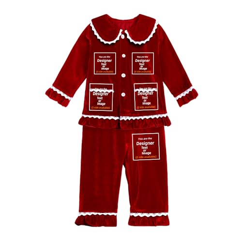 MYGBCPJS Boys Girls Customize Velvet PJS Set Kid Custom Long-Sleeve Xmas Pajama Tops Bottoms Outfits Add Own Name Text Image