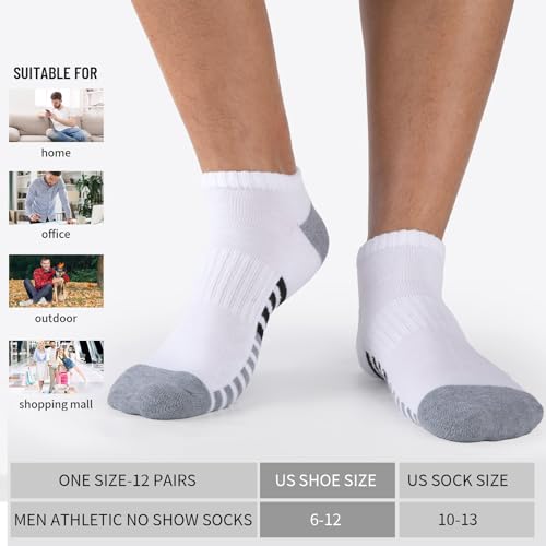 COOVAN Mens Athletic Socks 12 Pack Ankle Low Cut Breathable Running Socks,Socks for Men Shoe Size 6-122