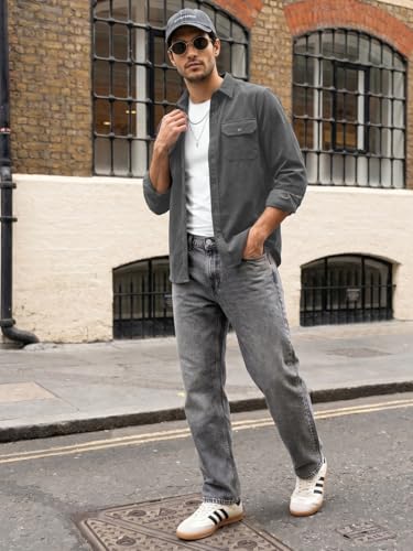 Image of Urbano Fashion Men's Corduroy Full Sleeve Regular Fit Solid Overshirt with Utility Pockets