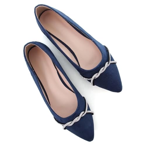 Image of TN TANGNEST Womens Casual Flats Chain Ballet Flats | Fashion Pointed Toe Rhinestone Flats, Comfort Slip On Dress Shoes for Business Work Office Wedding Party