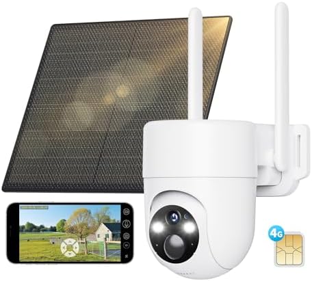 SEHMUA 4G LTE Camara Vigilancia Exterior con Panel Solar, 2K PTZ ...
