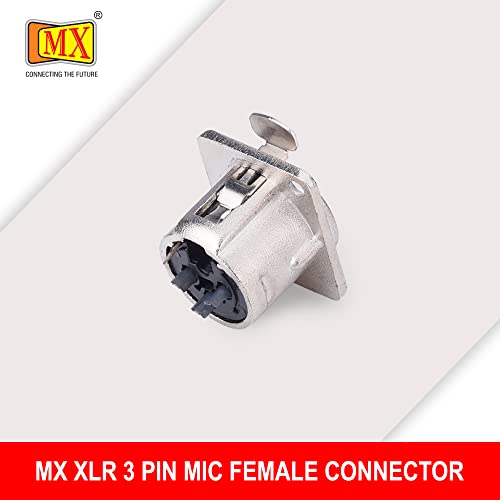 Image of MX 3 Pin XLR Microphone Connector pin Pure Copper Nickel Plated Pins1 for High Conductivity microphone (3-Pin XLR Female Panel, Pack of 4, Female Connector)