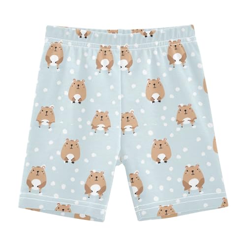 Girls Shorts Capybara Blue Dots Under Dress Girl Bike Cartwheel Shorts Dance Short