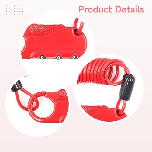 Candado de Combinación Resettable para Bicicleta, Rojo miniatura 2