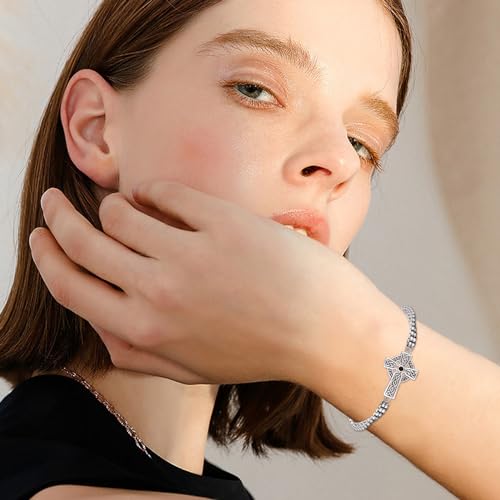 Viking Bracelet 925 Sterling Silver Cross/Mjolnir/Wolf/Urn/Valknut/Vegvisir Bracelet Abalone Urn Jewelry for Men Women3