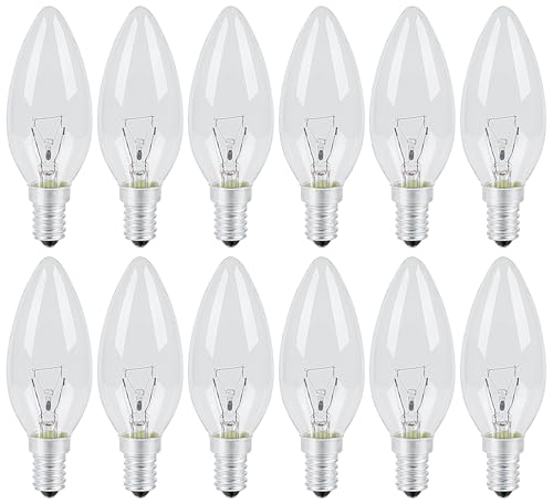 Vanke - Vanke E14 Light Bulb 40W, SES Dimmable Small Screw Candle Bulbs Warm White 2700K, Energy Saver B11 Clear Bulb, 430 Lumen, 12-Pack - -15%