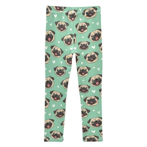 Girls Leggings Soft Toddler Ankle Length Bottoms Cute Pugs Kids Dance Yoga Pants 4-10 Years2