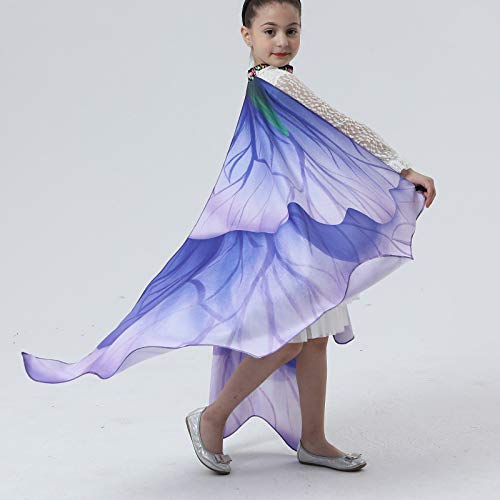 Women Halloween Butterfly Cloak Lady Shawl Cape Costume Accessory with Lace Mask Ladies Adult Moth Shawl Eye Mask - Thumbnail 5
