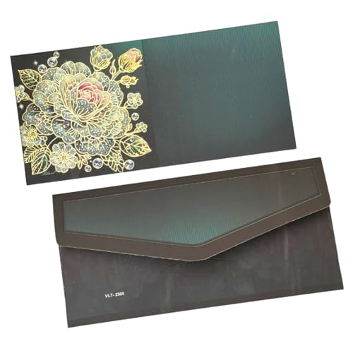 Image of Pack of 20, Midnight Bloom Design Fancy Shagun Envelopes for Gifting Money Rectangle Shape Velvet Finish Paper Designer Sagan Lifafa Wedding Cash, 19 X 9 cm, Royal Green Color