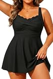 Aqua Eve Badekleid in Übergröße – Zweiteiliger Tankini, Bauchkontrolle, Badeanzug mit Shorts, 2025 Badeanzug, Schwarz, 22 Plus
