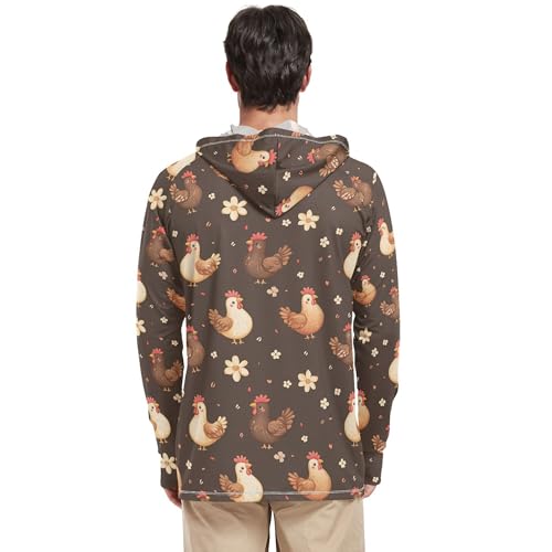 Cartoon Funny Yuanbao Chicken Brown Men's Sun Protection Hoodies Long Sleeve Sailing Shirts Fishing Shirt UPF 50+ S3