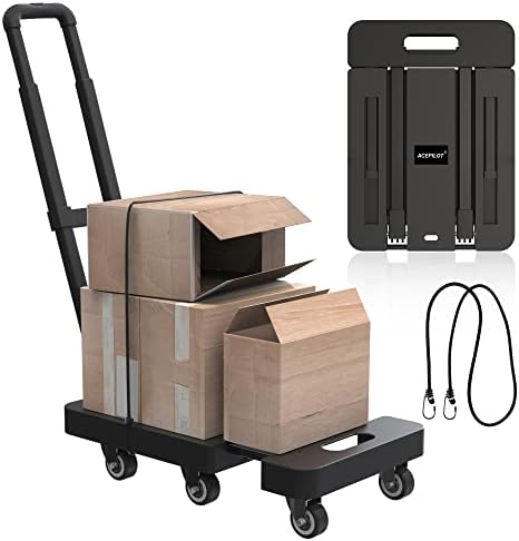 ACEPILOT Heavy Duty Folding Hand Truck - 500 lbs Load Capacity, Compact Portable Luggage Cart, Sturdy & Versatile, Ideal for Moving, Travel, Shopping, Office & Home Use, Easy Heavy Item Transportation
