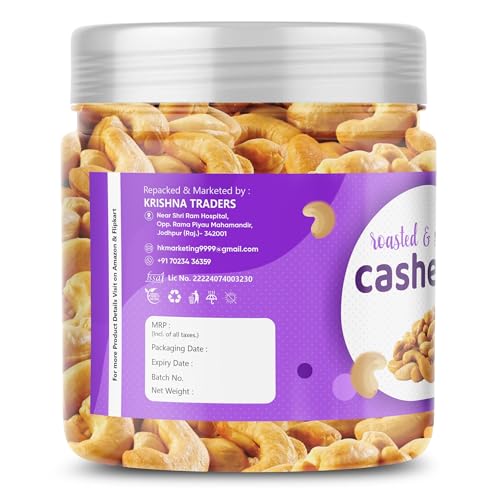 Image of Heaven Bites Premium Roasted and Salted Cashews 400GM | |AAA+ SIZE (W240 ) Whole Kaju Dry Fruits Rich in Protein Fibre | Healthy Snacks | 100% Natural Cashew Nuts | Festive Snacking | Magnesium and Phosphorus | Crunchy & Delicious
