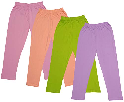Image of IndiWeaves Girls Super Soft Cotton Solid Capri Pants (Purple, Green, Peach, Light Purple, 14-16 Years) Pack of 4