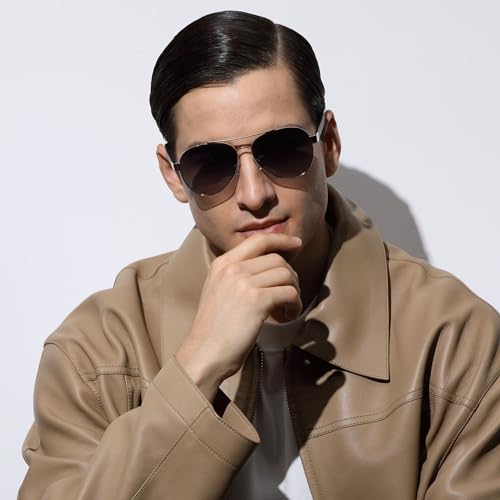 CARFIA Wide Temples Pilot Sunglasses for Men Polarized UV400 Protection Classic Trendy Style Eyewear CA53783